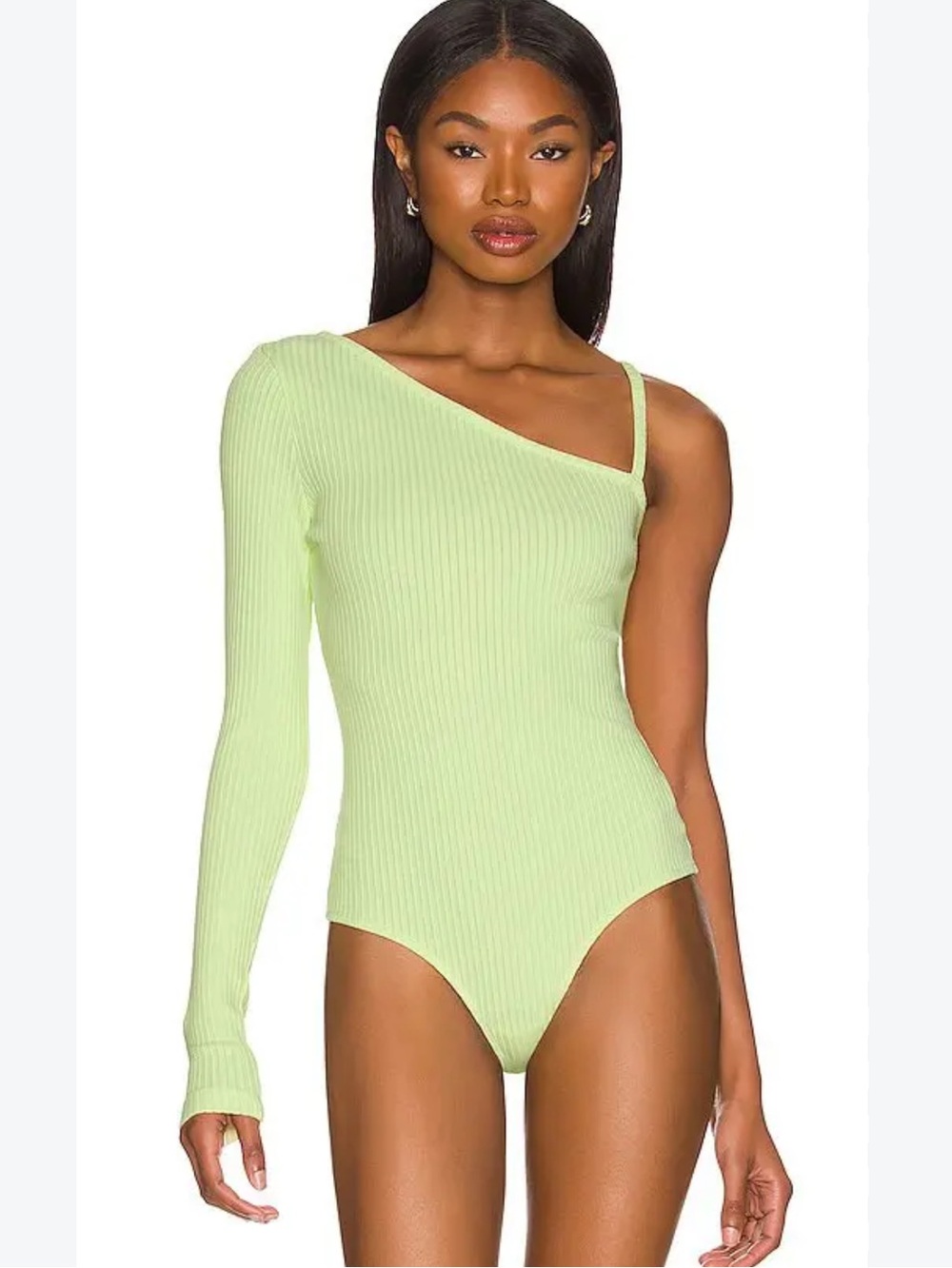 Agolde Mika One Sleeve Bodysuit in Blonde-yellow/green color